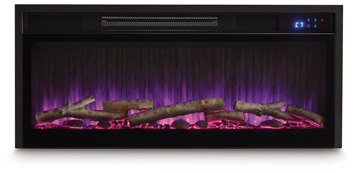 Entertainment Accessories - Fireplace Insert With Faux Birch Log Set - Black - R&R Furniture Gallery (Fountain Valley, CA)