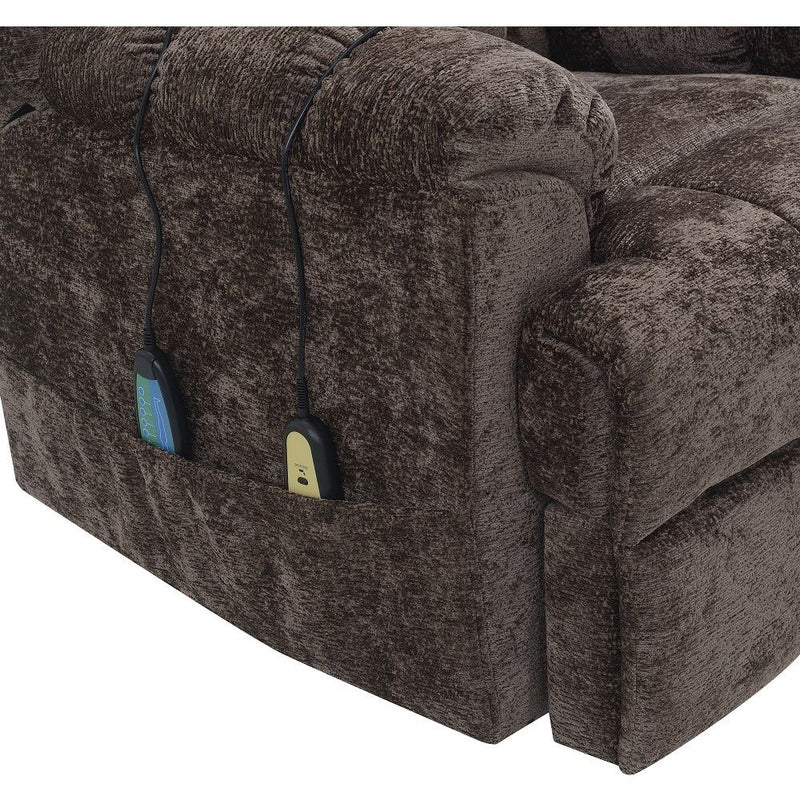 Pacay - Power Recliner With Lift & Heating & Massage - Brown Chenille - R&R Furniture Gallery (Fountain Valley, CA)