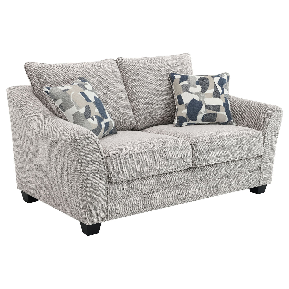 Lido - Upholstered Loveseat With Tapering Block Legs - Light Gray