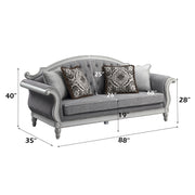 Florian - Sofa With 4 Pillows - Gray Fabric & Antique White - R&R Furniture Gallery (Fountain Valley, CA)