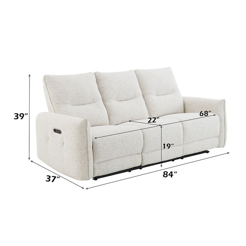 Lalisa - Power Motion Sofa With USB Port - Cream Chenille - R&R Furniture Gallery (Fountain Valley, CA)