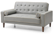 Contemporary Glory Furniture loveseat for two, stylish futon loveseat in neutral fabric with plush cushions and wooden legs.