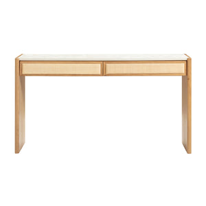 Paige - Console / Desk - Natural Oak - R&R Furniture Gallery (Fountain Valley, CA)