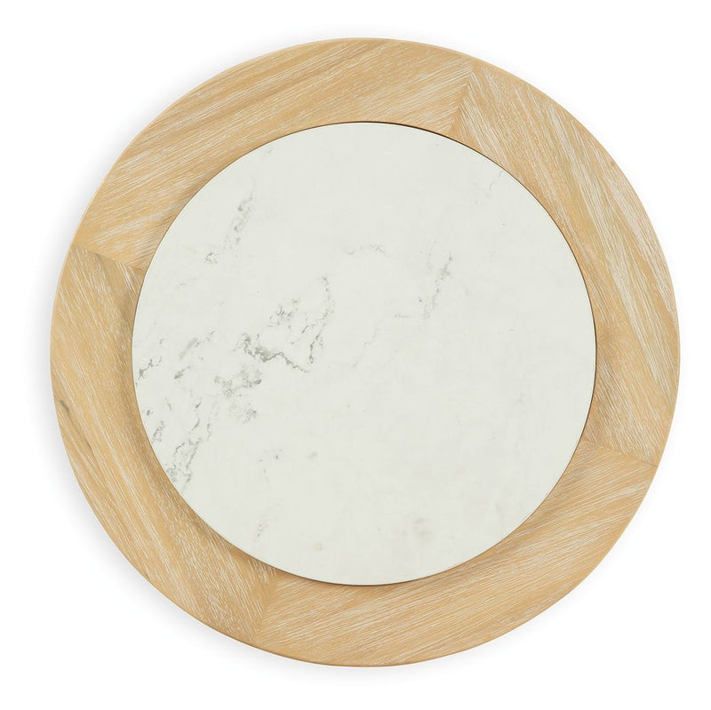 Camdill - Round End Table - Light Brown / White - R&R Furniture Gallery (Fountain Valley, CA)