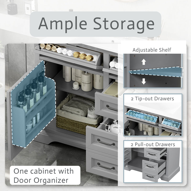 36" Bathroom Vanity With Sink, 2 Tip-Out Drawers, Soft Close Hinges - R&R Furniture Gallery (Fountain Valley, CA)