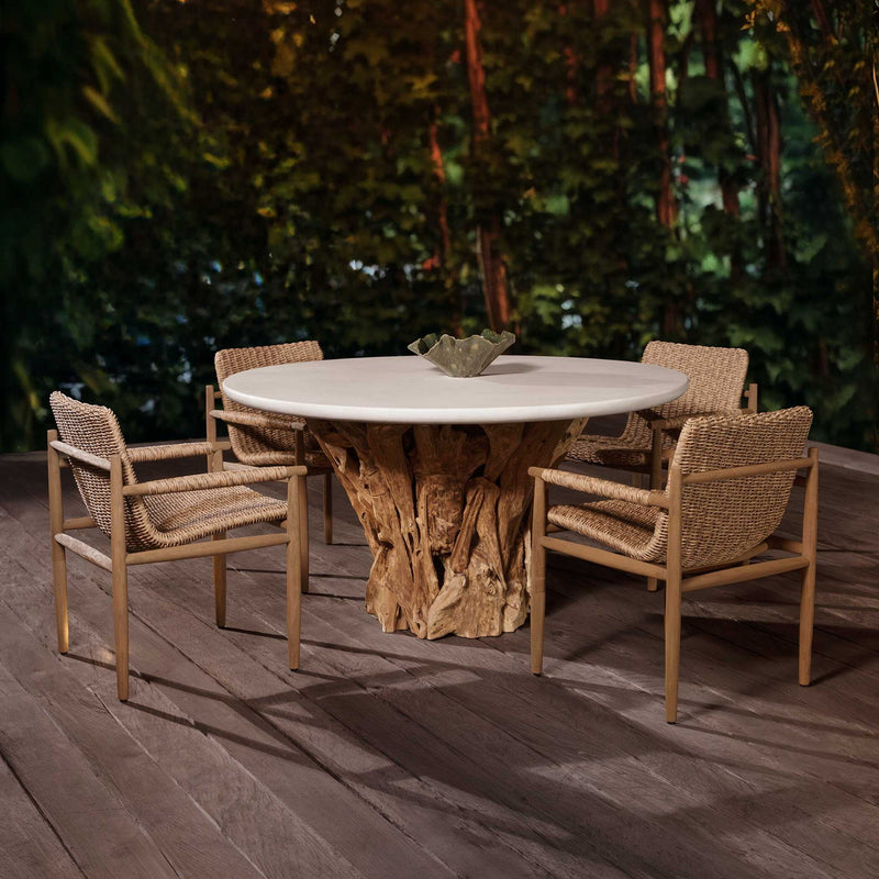 Stonewood - Indoor-Outdoor Dining Table - White / Woodtone