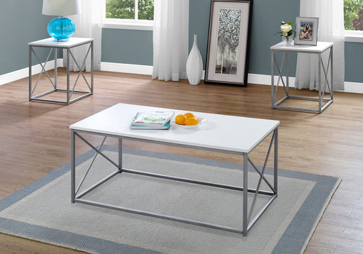 Table Set, Coffee, End, Side, Accent, Living Room, Contemporary, Modern (Set of 3) - White - R&R Furniture Gallery (Fountain Valley, CA)