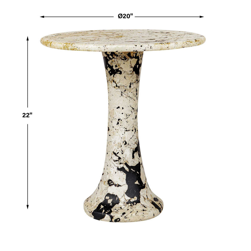 Cadas - Indoor-Outdoor Stone Side Table - Black / White