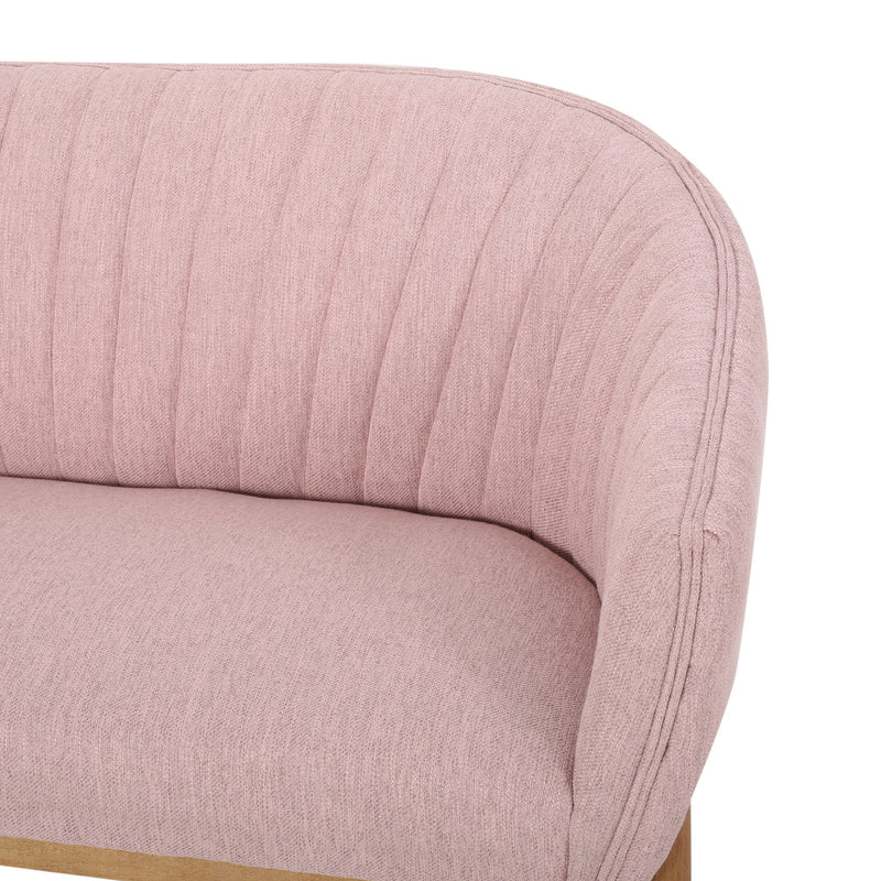 Noble House mid-century modern loveseat with channel-stitched backrest, stationary design and plush upholstery in a stylish living room setting.