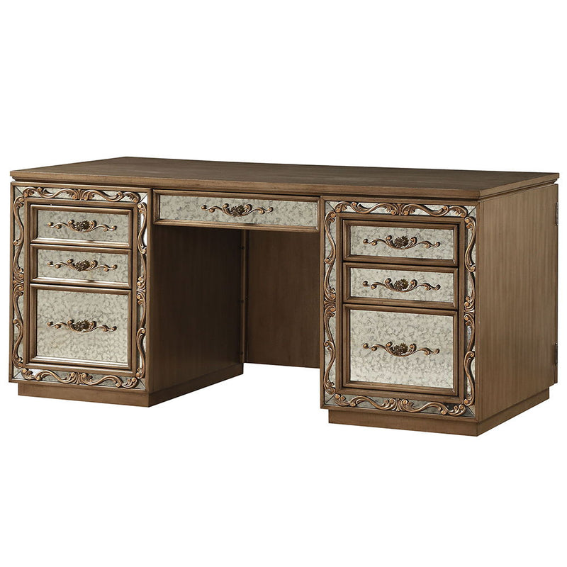 Orianne - Executive Writing Desk - Antique Gold - R&R Furniture Gallery (Fountain Valley, CA)
