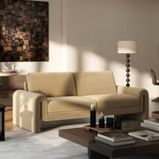 Mason - Arched Arm Sofa - Camel Brown Beige - R&R Furniture Gallery (Fountain Valley, CA)