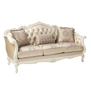 Chantelle - Sofa With 3 Pillows - Rose Gold Synthetic Leather /Fabric & Pearl White - R&R Furniture Gallery (Fountain Valley, CA)