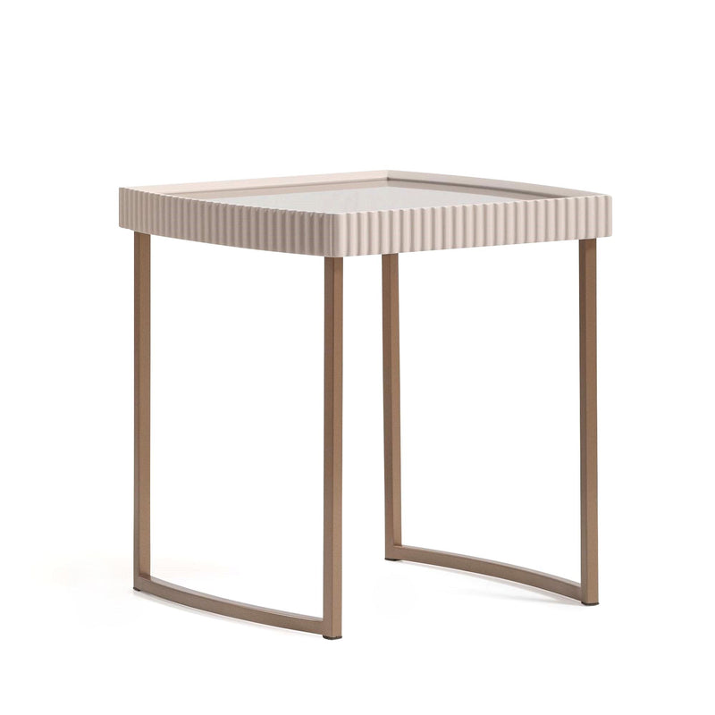 Lisbon - Side Table - Silken Cream / Bronze - R&R Furniture Gallery (Fountain Valley, CA)