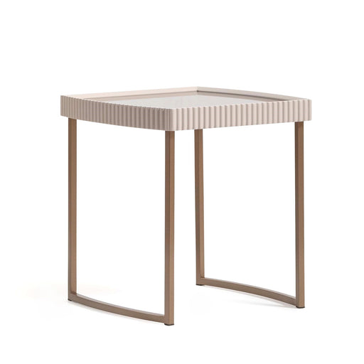 Lisbon - Side Table - Silken Cream / Bronze - R&R Furniture Gallery (Fountain Valley, CA)