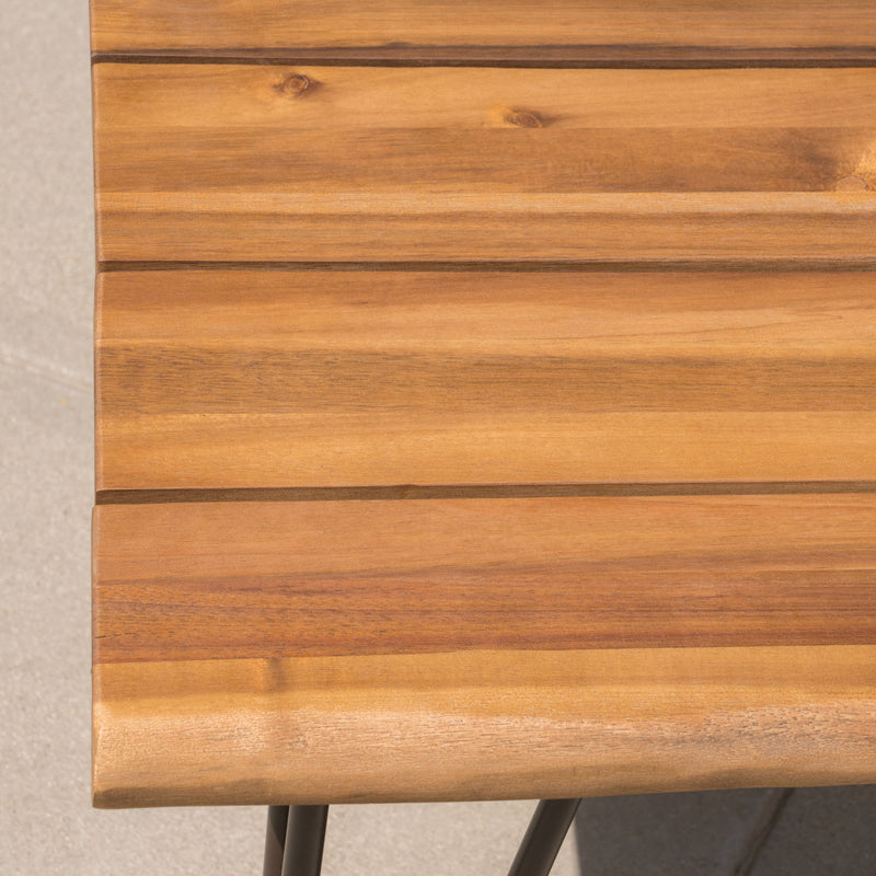 Outdoor Coffee Table With Slat Top And Metal Legs - Teak - R&R Furniture Gallery (Fountain Valley, CA)