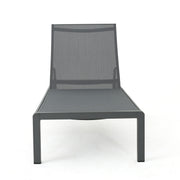 Noble House outdoor patio chaise lounge with five reclining positions, featuring a cushioned seat and adjustable backrest.