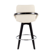 Lumi Source Cosmo fixed height counter stool set with swivel, round footrest, modern design, and sleek upholstery.