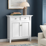 Simpli-Home Amherst accent storage cabinet with doors and shelves, featuring a modern design for living room or hallway storage.