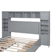 DreamHaus cabinet bed with integrated shelf, all-in-one cabinet, and built-in sockets, featuring a modern design and functional storage.