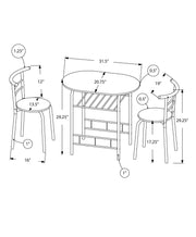 3 Pieces Dining Table Set, Small, Contemporary & Modern - R&R Furniture Gallery (Fountain Valley, CA)