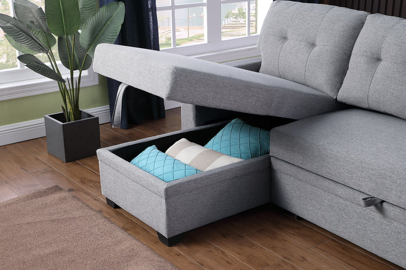 Upholstered Pull Out Sectional Sofa With Chaise - R&R Furniture Gallery (Fountain Valley, CA)