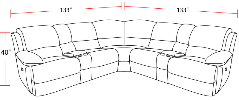 Gladiator - 6 Piece Modular Power Reclining Sectional - R&R Furniture Gallery (Fountain Valley, CA)