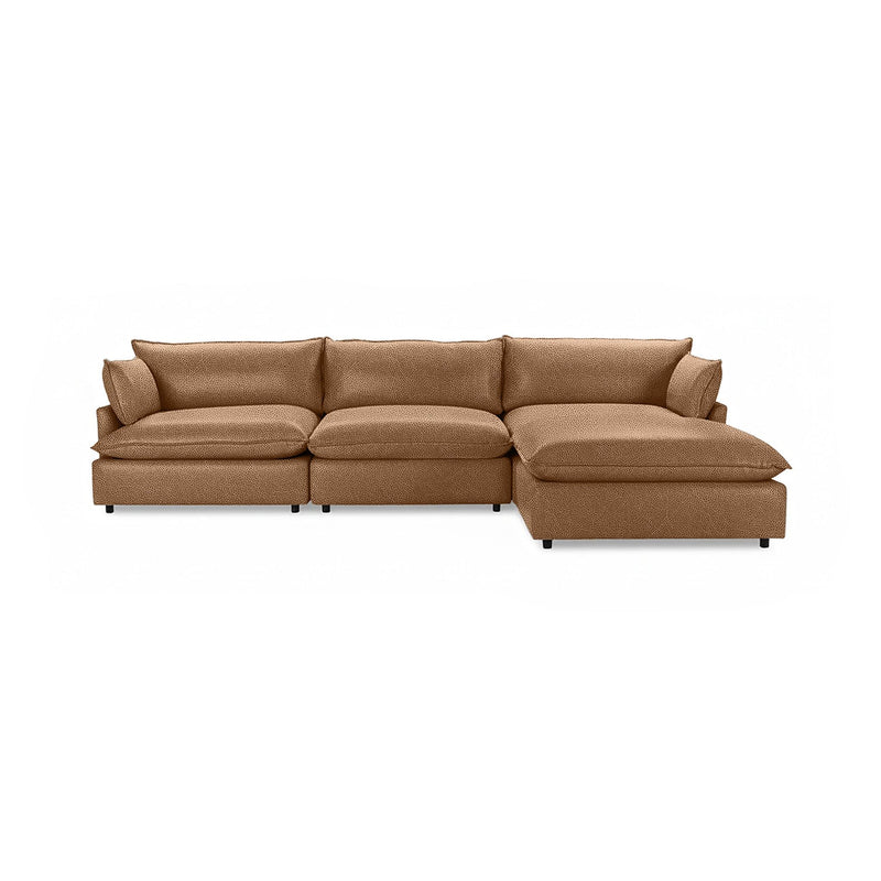 Classic Home Caplan modular sectional sofa with plush cushions, showcasing a modern stationary sectional design in a cozy living room setting.