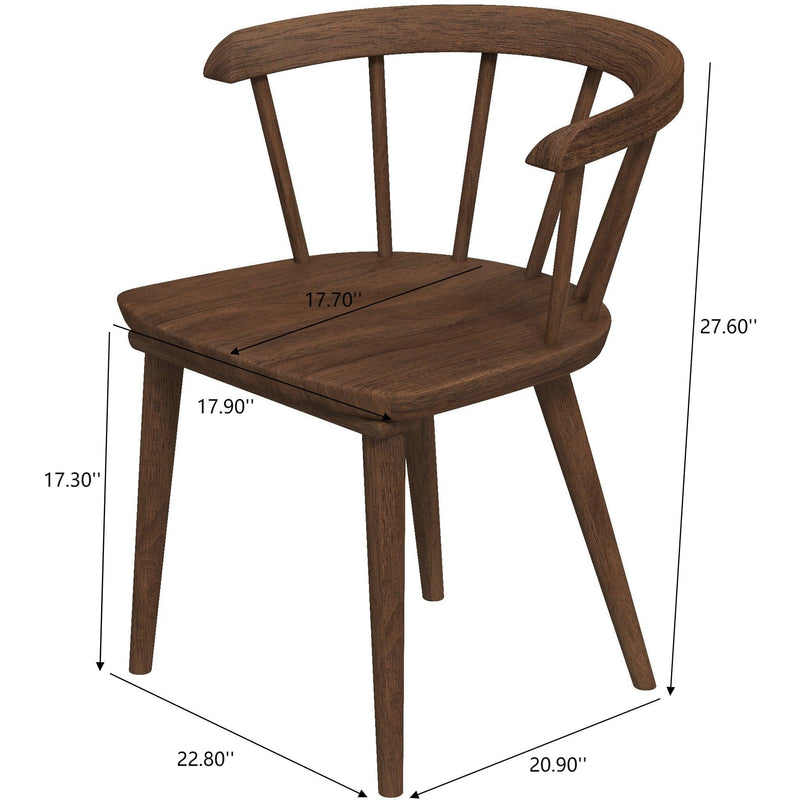 Set of two Ashcroft Furniture Kingsley brown dining chairs with wooden legs and cushioned seats, perfect for modern dining rooms.