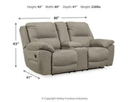 Signature Design by Ashley Next-Gen Gaucho double reclining loveseat with plush fabric and padded armrests, shown in a modern living room setting.