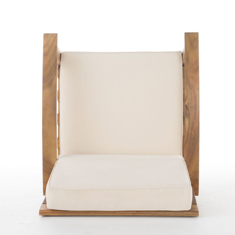 Outdoor Club Chair With Cushion And Acacia Wood Frame - Teak - R&R Furniture Gallery (Fountain Valley, CA)