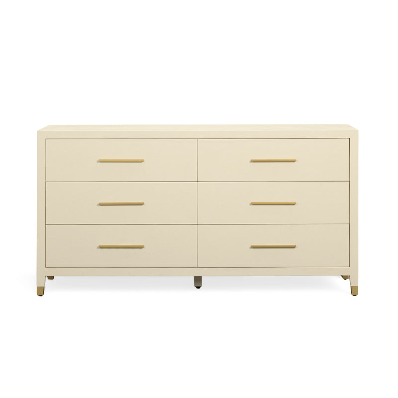 Dani - Faux Shagreen 6-Drawer Dresser - Cream