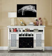 Noralie - 41" Wine Cabinet With LED - Mirrored & Faux Diamonds - R&R Furniture Gallery (Fountain Valley, CA)