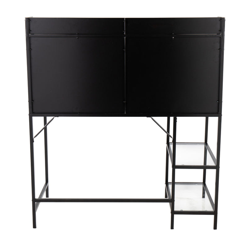 Lumi Source Geo Tier contemporary writing desk with geometric layered design and sleek wood finish, ideal for modern home offices.