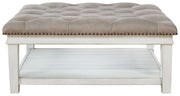 Kanwyn - Uph Ottoman Cocktail Table - Whitewash - R&R Furniture Gallery (Fountain Valley, CA)