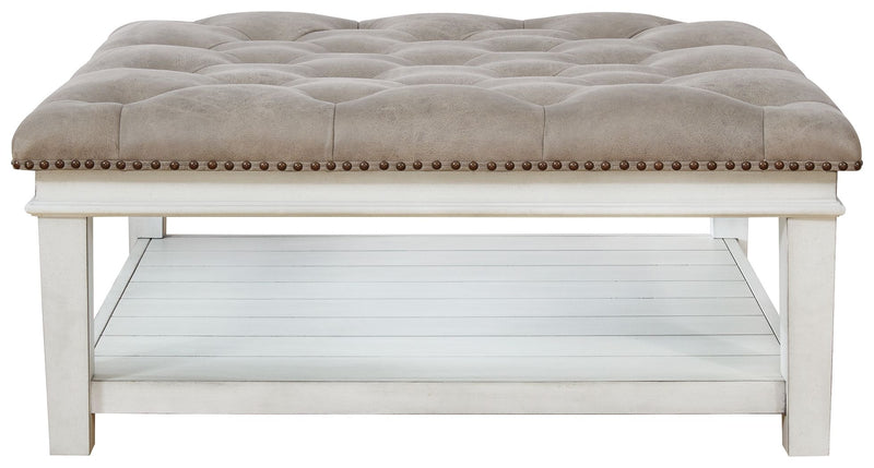 Kanwyn - Uph Ottoman Cocktail Table - Whitewash - R&R Furniture Gallery (Fountain Valley, CA)
