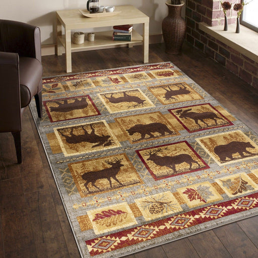 Nature's Nest - 5'3" X 7'3" Lodge Area Rug - Multi, Blue - R&R Furniture Gallery (Fountain Valley, CA)