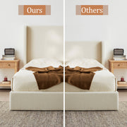 Carmen - King Size Upholstered Wingback Bed - Ivory - R&R Furniture Gallery (Fountain Valley, CA)
