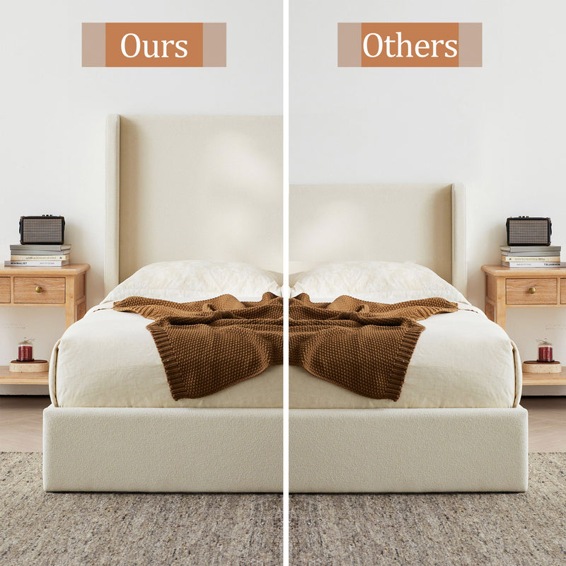 Carmen - King Size Upholstered Wingback Bed - Ivory - R&R Furniture Gallery (Fountain Valley, CA)