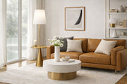 Celestial - Modern Floor Lamp With Accent Table With Large Shade - Gold / White - R&R Furniture Gallery (Fountain Valley, CA)
