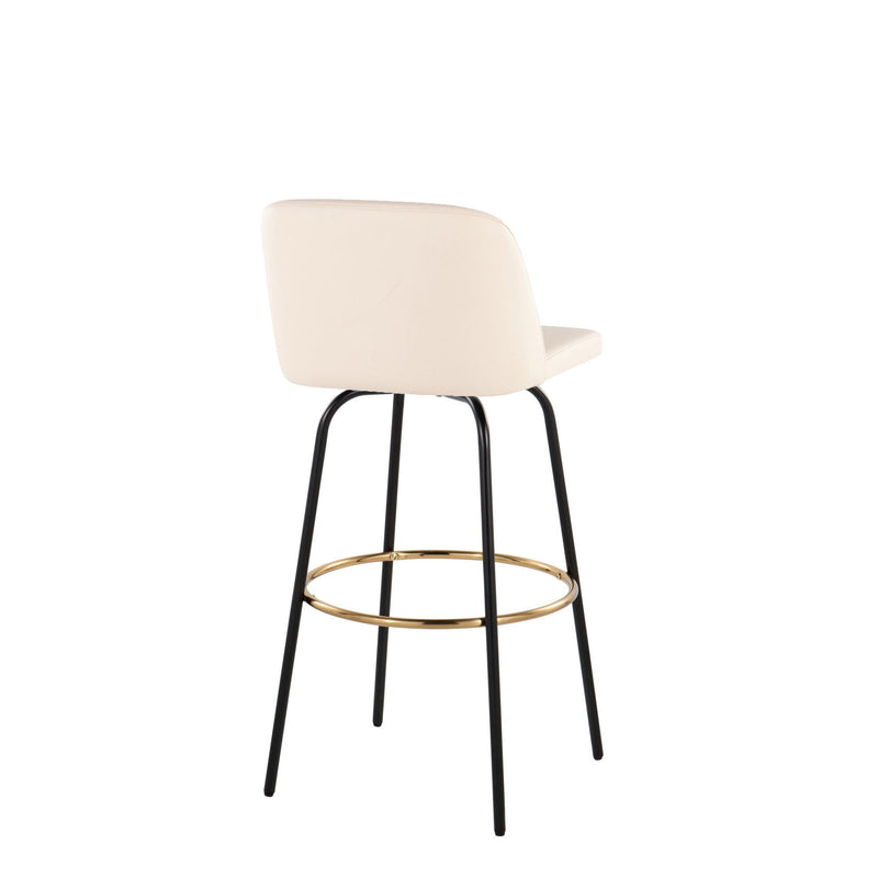 Set of two Lumi Source Toriano contemporary barstools with swivel seats and round footrests, fixed height for modern seating.