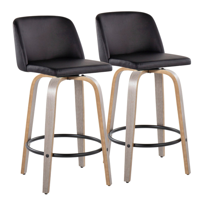 Toriano - Contemporary Fixed Height Counter Stool With Swivel & Round Footrest (Set of 2) - R&R Furniture Gallery (Fountain Valley, CA)