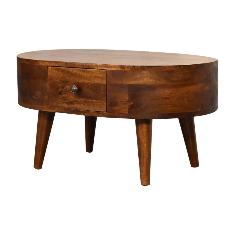 Mini Rounded Coffee Table - Chestnut - R&R Furniture Gallery (Fountain Valley, CA)