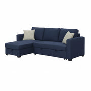 Reversible Sectional With Pop Up Sleeper And Hidden Storage Chaise - Navy - R&R Furniture Gallery (Fountain Valley, CA)
