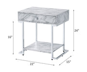 Wither - Accent Table - White Printed Faux Marble & Chrome - R&R Furniture Gallery (Fountain Valley, CA)