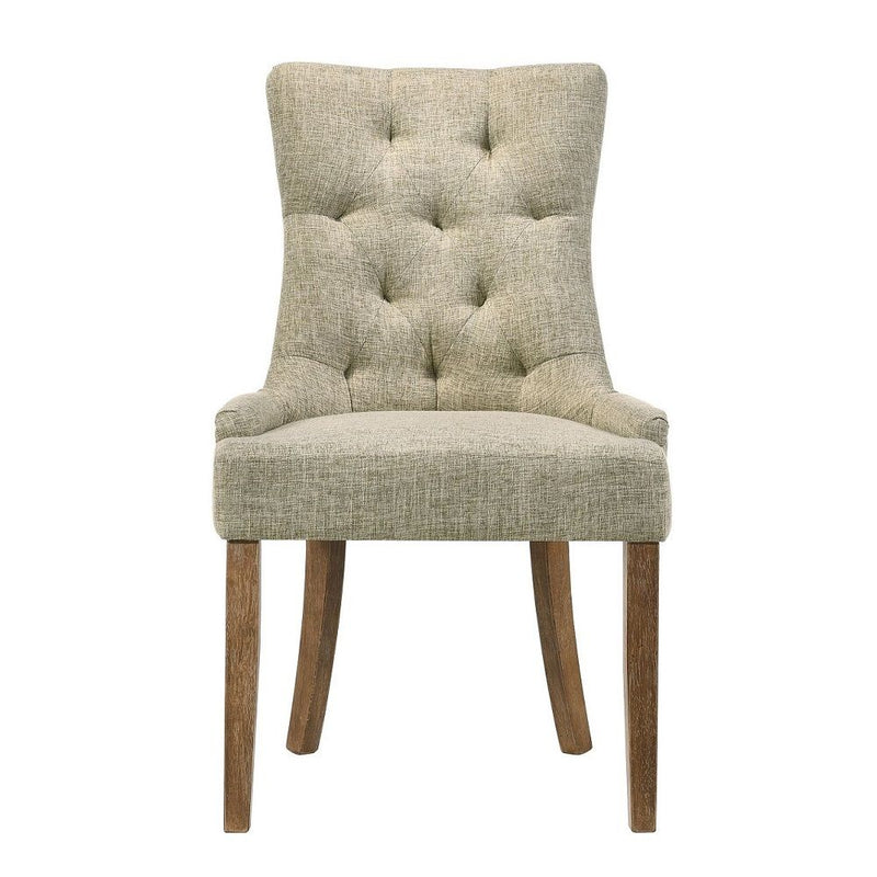 Yotam - Side Chair (Set of 2) - Beige Fabric & Salvaged Oak - R&R Furniture Gallery (Fountain Valley, CA)