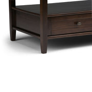 Handcrafted Warm Shaker coffee table by Simpli-Home featuring a sturdy wooden design and natural finish.