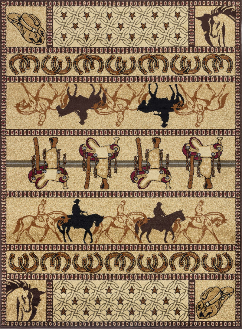 Tribes - 5'3" X 7'3" Southwest Area Rug - Beige - Polypropylene - R&R Furniture Gallery (Fountain Valley, CA)