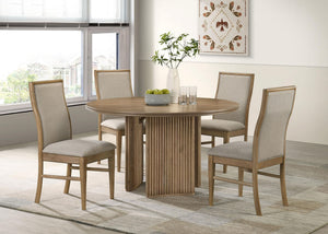 Adina 5-piece Round Dining Table Set Distressed Light Brown