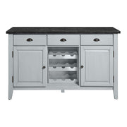 Lanton - Server - Natural Marble & Antique White - R&R Furniture Gallery (Fountain Valley, CA)