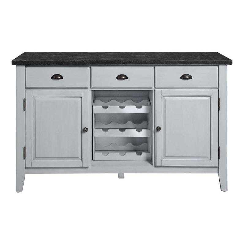 Lanton - Server - Natural Marble & Antique White - R&R Furniture Gallery (Fountain Valley, CA)